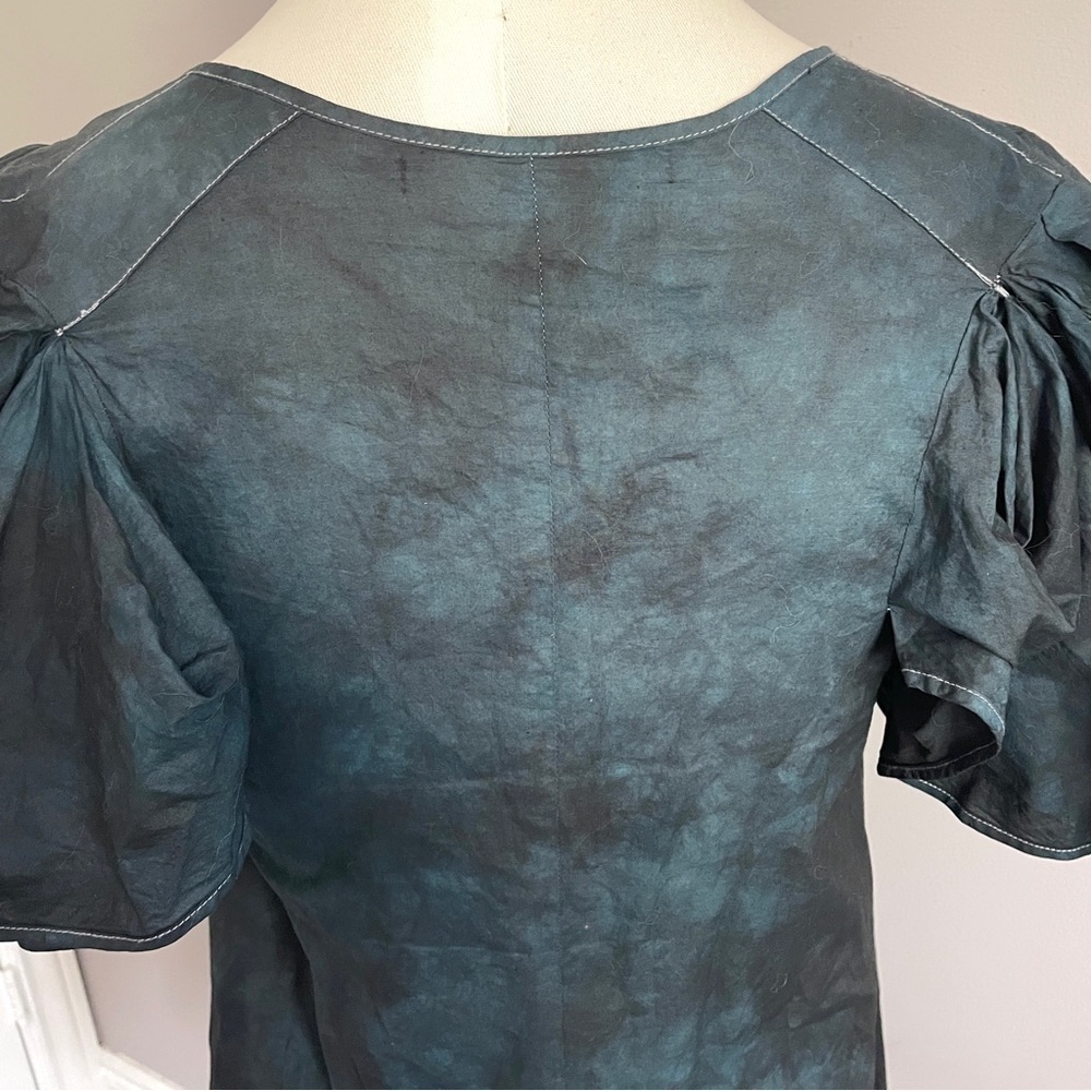 Cotton Tie Dye Short Puffy Sleeve Tunic / Mini Dress - S - Picture 6 of 9